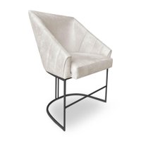 Poltrona Luxo Alana Suede Base Ferro Preto - Pallazio Cor:Bege
