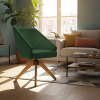 Poltrona Giratória Alana Suede Base de Madeira - Pallazio Cor:Verde