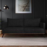 Sofá Living 2 Lugares 1,60m Atlantis Bouclê Preto Pés de Ferro - Pallazio