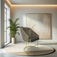 Poltrona Decorativa Alana Suede Marrom Rato Base de Ferro Dourado - Pallazio