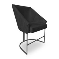 Poltrona Luxo Alana Veludo Base Ferro Preto - Pallazio Cor:Preto