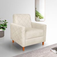 Poltrona Liana Veludo Bege Pés de Madeira - Pallazio