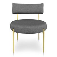 Poltrona Luxo Elora Linho Pés de Ferro Dourado - Pallazio