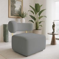 Poltrona Decorativa Orgânica Maya Veludo Grafite Ferro Dourado - Pallazio