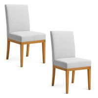 Kit 2 Cadeiras de Jantar Brisa Linho Cinza Base de Madeira - Pallazio