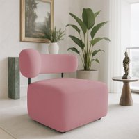Poltrona Decorativa Orgânica Maya Veludo Rosê Ferro Preto - Pallazio