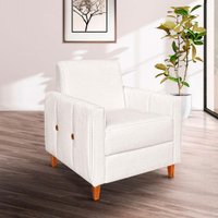 Poltrona Zoe Bouclê Pés de Madeira - Pallazio Cor:Off White