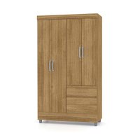 Guarda Roupa Solteiro 4 Portas 102 cm Rio Plus Nature - Pallazio