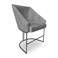 Poltrona Luxo Alana Suede Base Ferro Preto - Pallazio Cor:Grafite
