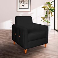 Poltrona Zoe Veludo Pés de Madeira - Pallazio Cor:Preto