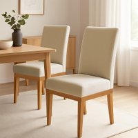 Kit 2 Cadeiras de Jantar Solana Suede Base de Madeira - Pallazio Cor:Bege