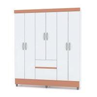 Guarda Roupa Solteiro 6 Portas 153 cm cm Rio Plus Branco/Camarim - Pallazio