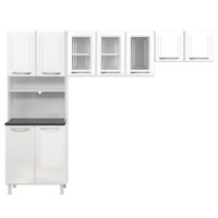 Armário de Cozinha Modulada Compacta de Aço 245cm 3 Peças Multimóveis CR20527 Branco