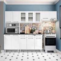 Armário de Cozinha Modulada Compacta de Aço 245cm com Balcão Multimóveis CR20528 Branco