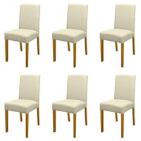 Kit 6 Cadeiras de Jantar Estofadas Madeira Maciça Multimóveis CR15023 Madeirado/Bege