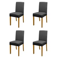 Kit 4 Cadeiras de Jantar Estofadas Madeira Maciça Multimóveis CR15021 Madeirado/Preto