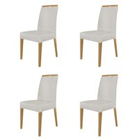 Kit 4 Cadeiras de Jantar Estofadas Madeira Maciça Multimóveis CR15020 Madeirado/Bege