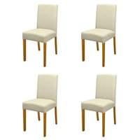 Kit 4 Cadeiras de Jantar Estofadas Madeira Maciça Multimóveis CR15021 Madeirado/Bege