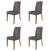 Kit 4 Cadeiras de Jantar Estofadas Madeira Maciça Multimóveis CR15020 Madeirado/Cinza