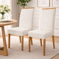Kit 2 Cadeiras de Jantar Estofadas Madeira Maciça Multimóveis CR15016 Madeirado/Bege