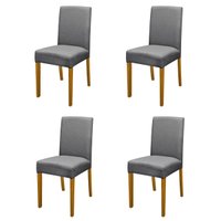 Kit 4 Cadeiras de Jantar Estofadas Madeira Maciça Multimóveis CR15021 Madeirado/Cinza