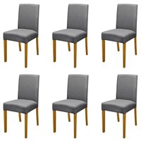 Kit 6 Cadeiras de Jantar Estofadas Madeira Maciça Multimóveis CR15023 Madeirado/Cinza