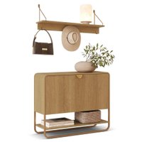 Sapateira Luna 93 cm Pes Metalicos e Prateleira Oslo Hanover Dourado Artesano