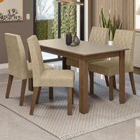 Conjunto Sala de Jantar Lótus Mesa Tampo de Madeira 4 Cadeiras Rustic/Crema/Suede Imperial Madesa