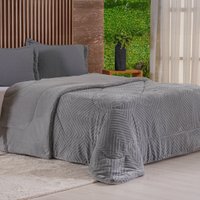 Edredom Queen Plush Sense Dupla Face 100% Poliéster 230x250cm Tessi Ardósia