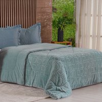 Edredom Casal Plush Sense Dupla Face 100% Poliéster 210x230cm Tessi Azul Mineral