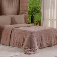 Edredom King Plush Sense Dupla Face 100% Poliéster 250x270cm Tessi Marrom Rústico