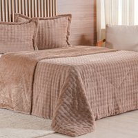 Kit Colcha King Luxor Dubble 100% Poliéster 260x280cm Tessi Argila Doce