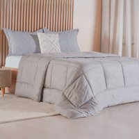 Edredom Prime Casal 3D Embossed 100% Poliéster 180x220cm Cinza Soft