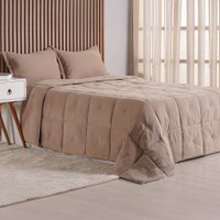 Edredom Queen Toque de Plumas 260 Fios New 220x240cm Tessi Areia Cinzenta