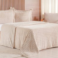 Kit Colcha Casal Luxor Dubble 100% Poliéster 220x240cm Tessi Centeio Claro
