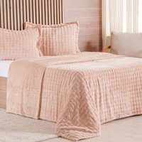 Kit Colcha Queen Luxor Dubble 100% Poliéster 240x260cm Tessi Rosa Areia