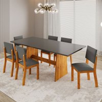 Mesa de Jantar 6 Lugares Borgia Mel/Cinza - Viero Móveis