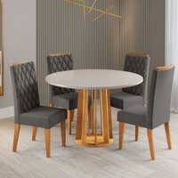 Mesa de Jantar 4 Lugares Valerina Mel/Blonde/Cinza - Viero Móveis