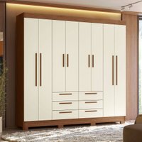 Guarda-Roupa Casal Santana 8 Portas 6 Gavetas Jatoba/Areia - Pnr Móveis