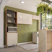 Cozinha Compacta Vert Plus 6 Portas 100% Mdf Freijó/Soft/Preto - Kits Paraná