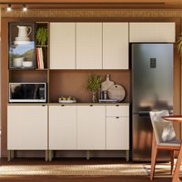 Cozinha Compacta Vert Plus 9 Portas 1 Gaveta 100% com Vidro 3039 Freijó/Soft - Kits Paraná