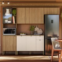 Cozinha Compacta Vert Plus 9 Portas 1 Gaveta 100% com Vidro 3039 Freijó/Soft/Freijó - Kits Paraná