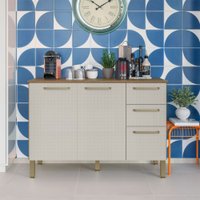 Balcão de Cozinha 120 Cm Mad Versalhes 3 Portas 2 Gavetas Freijó/Soft - Kits Paraná