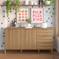 Balcão de Cozinha Glam 2 Portas 3 Gavetas Freijó - Kits Paraná