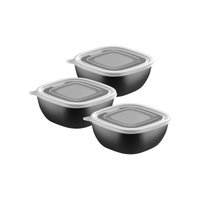 Jogo de Potes Tramontina MixColor Polipropileno Preto 600 ml 3 Peças