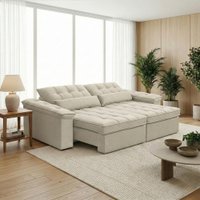 Sofá Retrátil e Reclinável 4 Lugares 2,50m Sole - Bege