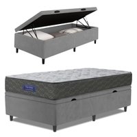 Cama Box Baú Colchão Solteiro Ortopédico Espuma D33 Hiper 88x188x60cm