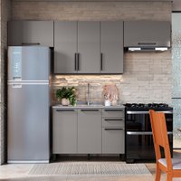 Cozinha Completa Diamante 7 Portas 3 Gavetas Cinza/Titanio - Indékes