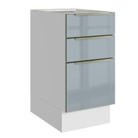 Balcão de Cozinha 40 cm 3 Gavetas (Sem Tampo) Branco/Cinza Lux Madesa