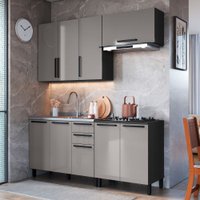 Cozinha Completa Diamante 8 Portas 3 Gavetas Cinza/Titanio - Indékes